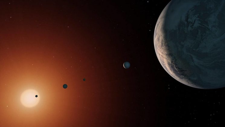 Esta ilustración muestra el aspecto que podría tener el sistema TRAPPIST 1