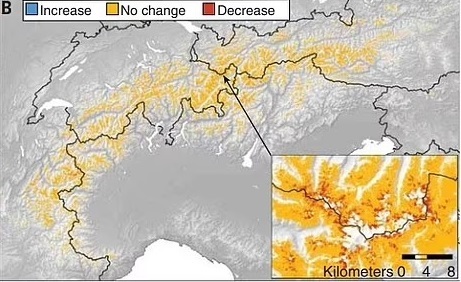 Imágenes muestran el "reverdecimiento" de los Alpes a causa del calentamiento global