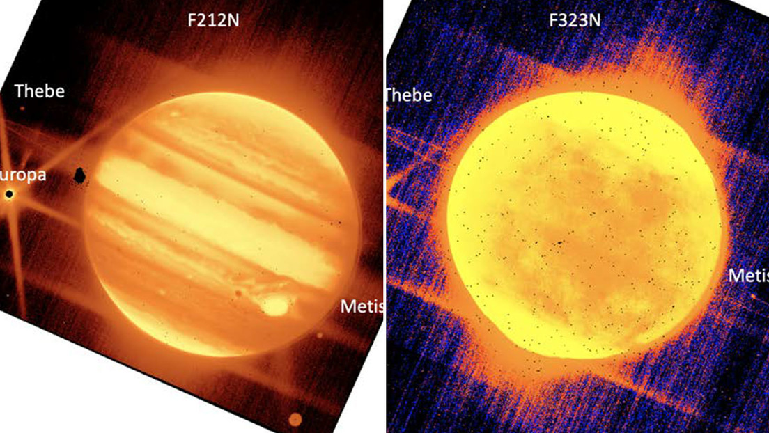 Muestran dos imágenes de Júpiter y de sus satélites tomadas por el telescopio James Webb