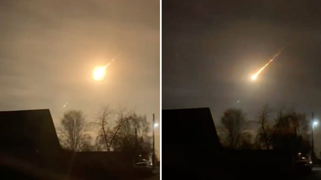 Una brillante bola de fuego desciende rápidamente del cielo en Rusia