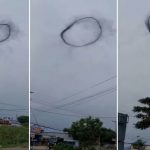 anillo de humo negro aparece en el cielo de Vietnam