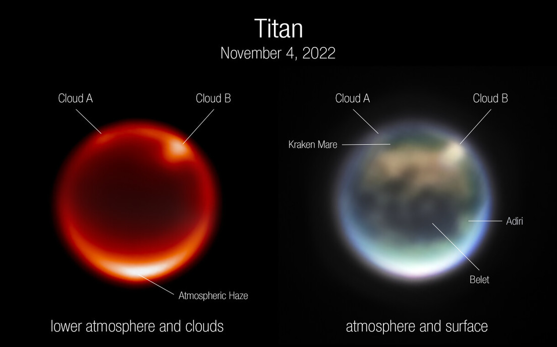 Descubren nubes en Titan, la mayor luna de Saturno