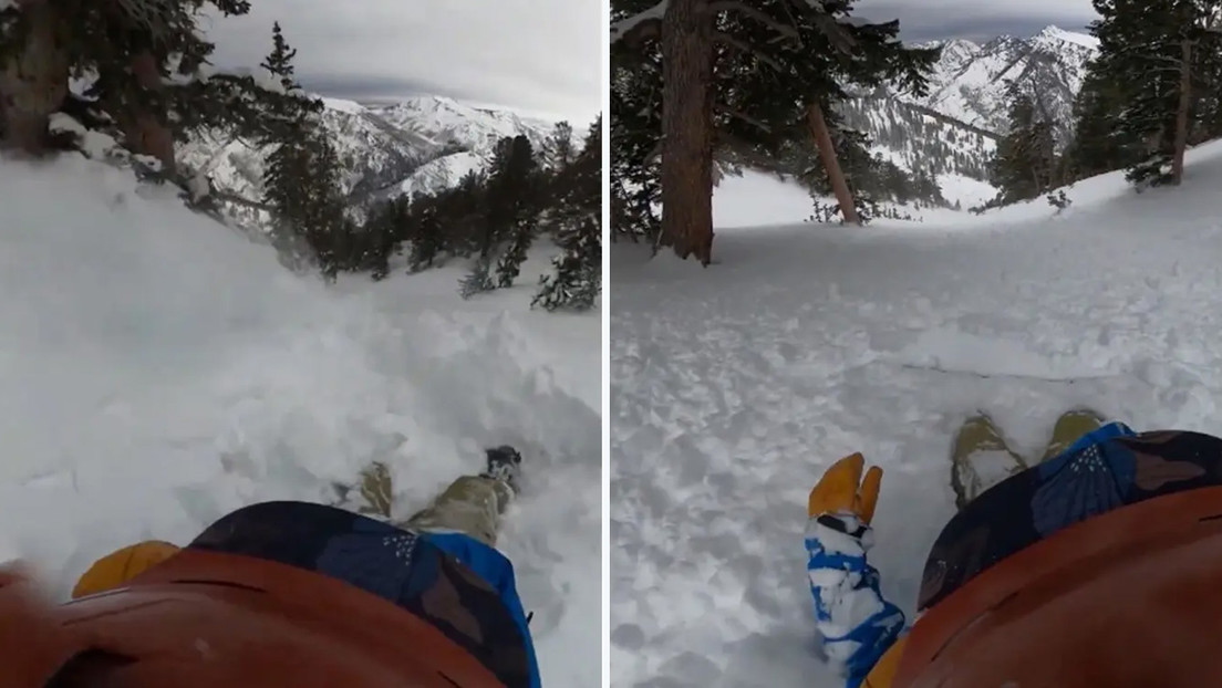 Un 'snowboarder' capta el aterrador momento en que una avalancha lo arrastra más de 90 metros