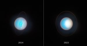 El Hubble capta una gran mancha blanca que crece en el polo norte de Urano: ¿a qué se debe?