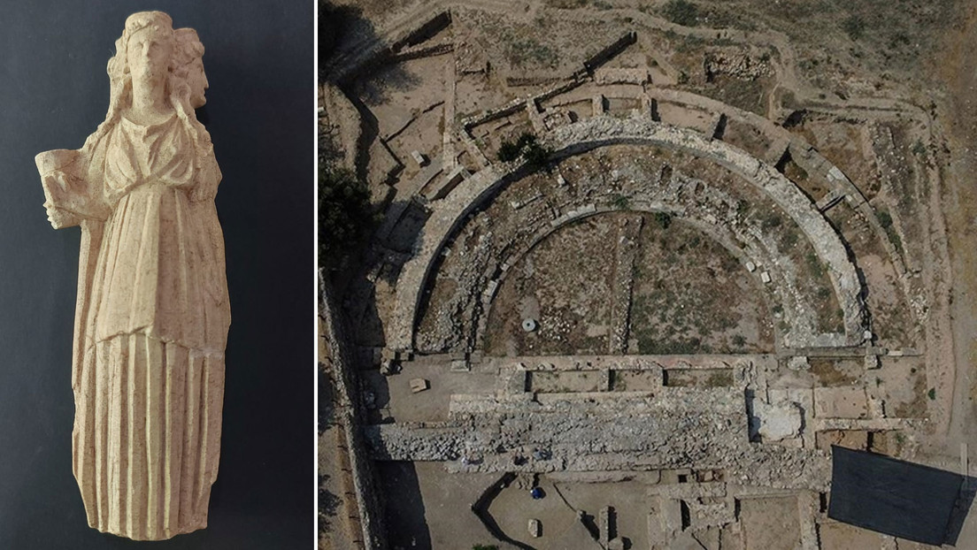 Una estatua de hace 2.300 años de la diosa de la magia de 3 cabezas es encontrada en Turquía