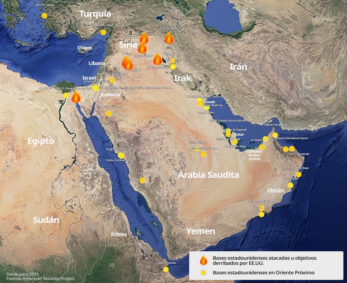 Se intensifican los ataques contra bases de EE.UU. en Oriente Próximo