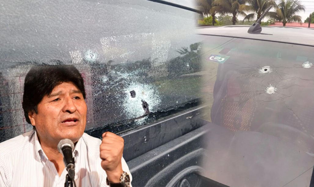 Evo Morales muestra los impactos de bala.