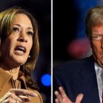 ARCHIVO - En una fotografía combinada, la candidata presidencial demócrata Kamala Harris (izq), habla durante un mitin en Michigan, el 26 de octubre de 2024, y el candidato presidencial republicano Donald Trump habla en Carolina del Norte, el 22 de octubre de 2024.