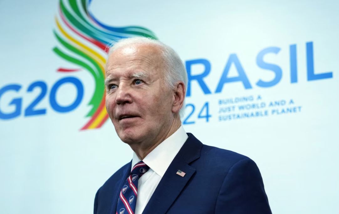 El presidente de Estados Unidos, Joe Biden en la Cumbre de Líderes del G20 en el Museo de Arte Moderno de Río de Janeiro, Brasil, el martes 19 de noviembre de 2024. REUTERS