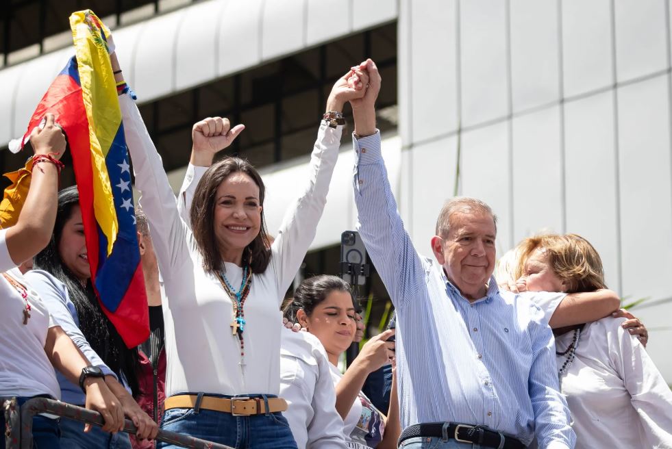 La líder opositora María Corina Machado durante una manifestación.