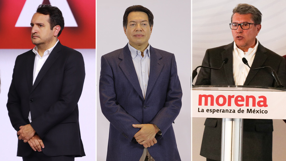 Andrés López Beltrán (izquierda), Mario Delgado (centro) y Ricardo Monreal, políticos oficialistas de México.