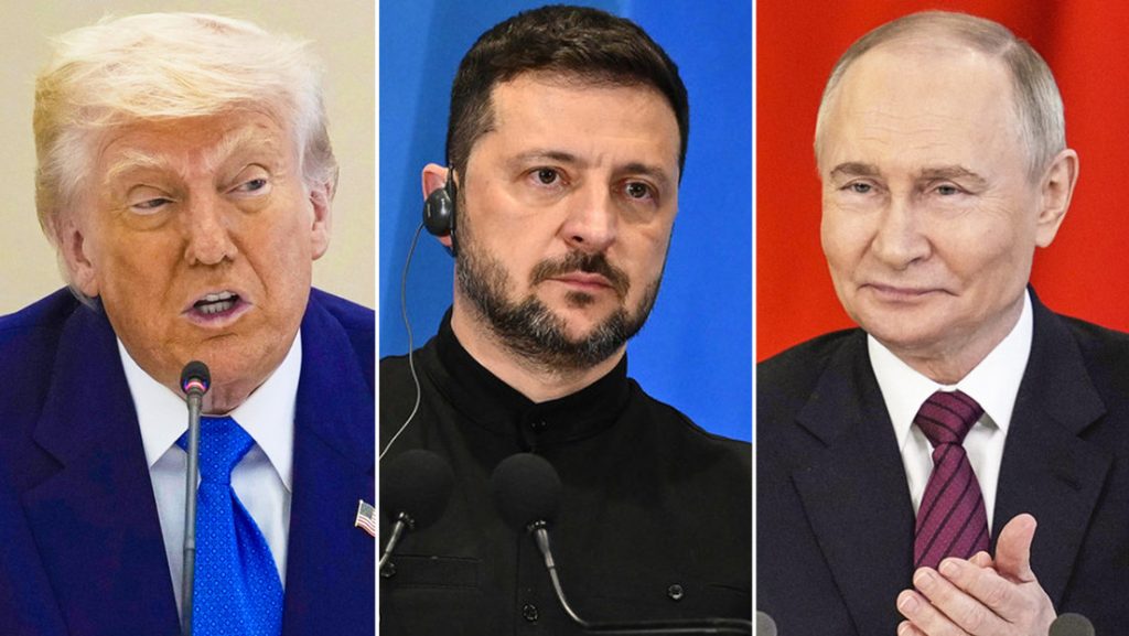 En la foto los lideres de EEUU, Ucrania y Rusia.