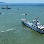 Buques militares chinos durante unos ejercicios en las aguas de Zhangzhou