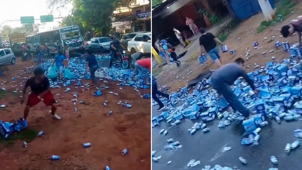 Captura de pantalla de las cervezas en el suelo.