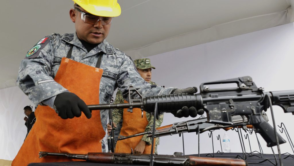 Militares durante el Día Internacional de Destrucción de Armas, Ciudad de México, 9 de julio de 2025.