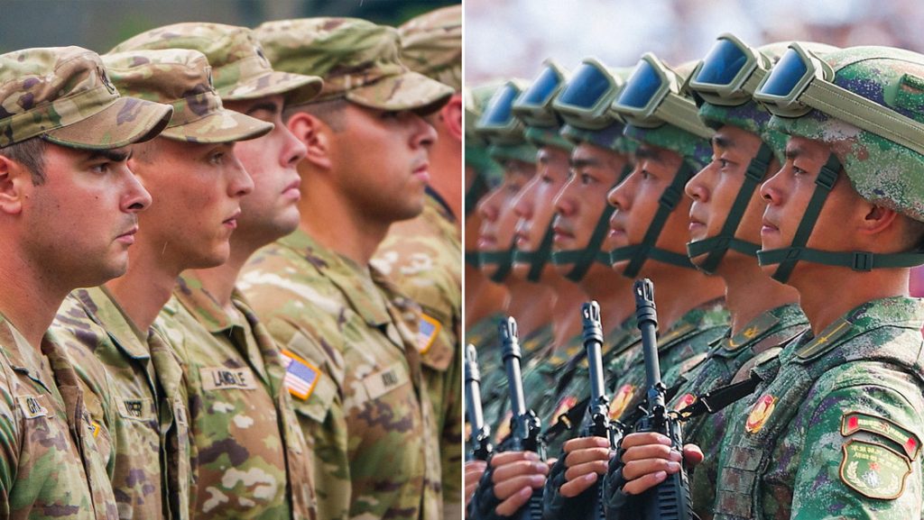 Fotos de militares de EEUU y China.