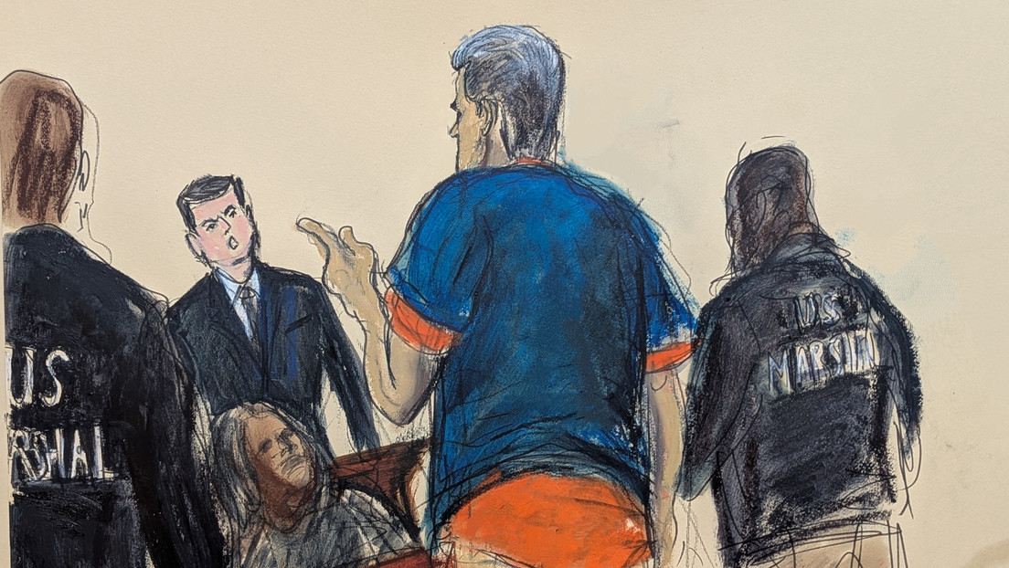 Ilustración de la audiencia judicial del presidente de Venezuela, Nicolás Maduro, en un tribunal de Nueva York, 5 de enero de 2026.